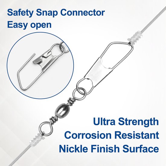 Visvat Wartels Snaps, 100 stuks Snap Swivels Visgerei Leader Lijn Lure Connector Accessoires Hoge Sterkte Massieve Ringen voor Zoutwater Zoetwater, Zwart (#14) van Merkloos — afbeelding 4