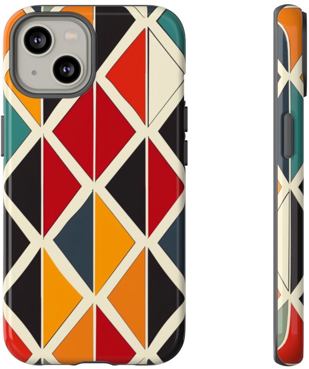 Kleurrijk Geometrisch Diamantpatroon – Telefoonhoesje Geschikt voor iPhone 14
