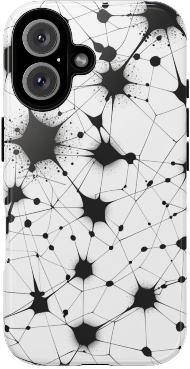 Zwart-Wit Abstract Netwerkpatroon – Telefoonhoesje Geschikt voor iPhone 16