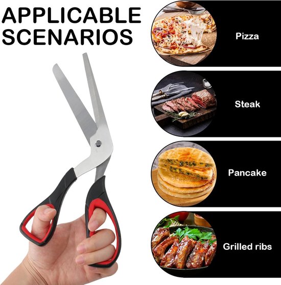 Professionele pizzaschaar - lemmet van roestvrij staal - multifunctionele pizzasnijder - zachte ergonomische handgreep - lengte 27 cm - zwart - ideaal voor pizza en salades van Cosy & Trendy — afbeelding 4