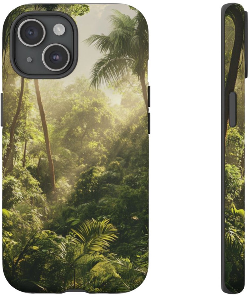 Dichte Tropische Jungle – Telefoonhoesje Geschikt voor iPhone 15