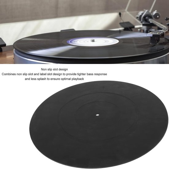 Platenspeler platenmat - rubber - 30,5 cm - 12 inch - siliconen platenspeler - LP-Slipmat - trillingsreductie - statisch bestendig - professionele platenonderlegger voor muziekliefhebbers van Merkloos	 — afbeelding 2