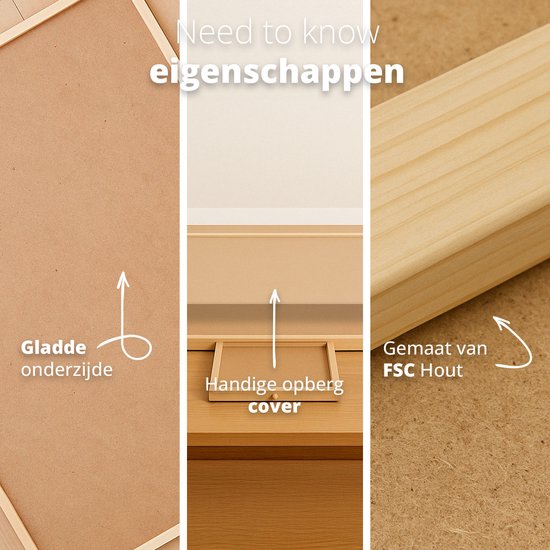 FlinQ Draaibaar Puzzelbord met Opbergsysteem - Puzzelplaat met Bescherming - 6 Lades en Sorteerbakjes voor 1000 stukjes - Puzzelmat van Hout - Puzzel tafel - Portapuzzel - 76,2x56,5x4 cm