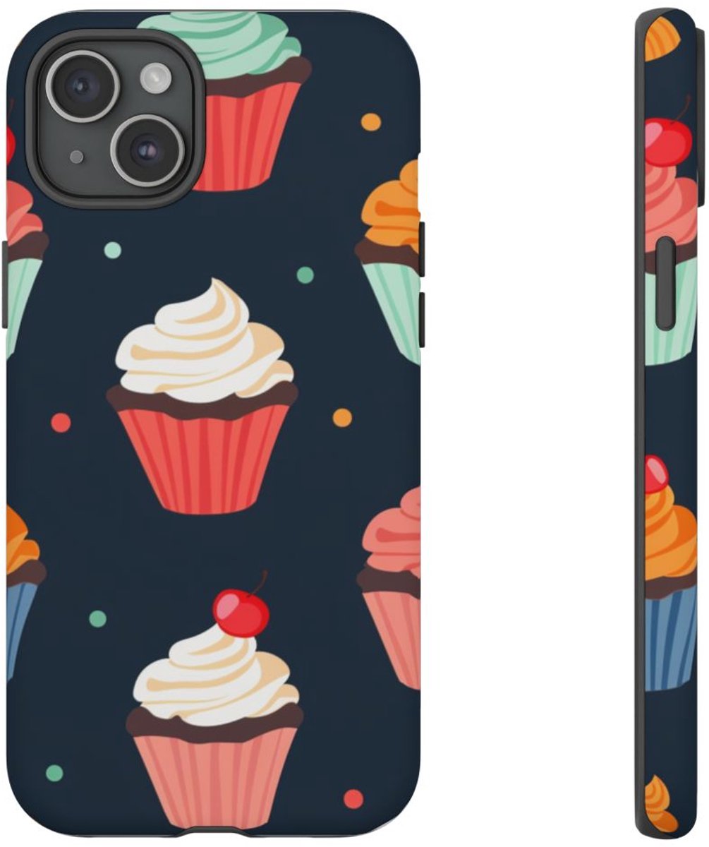 Vrolijk Cupcakepatroon – Telefoonhoesje Geschikt voor iPhone 15 Plus