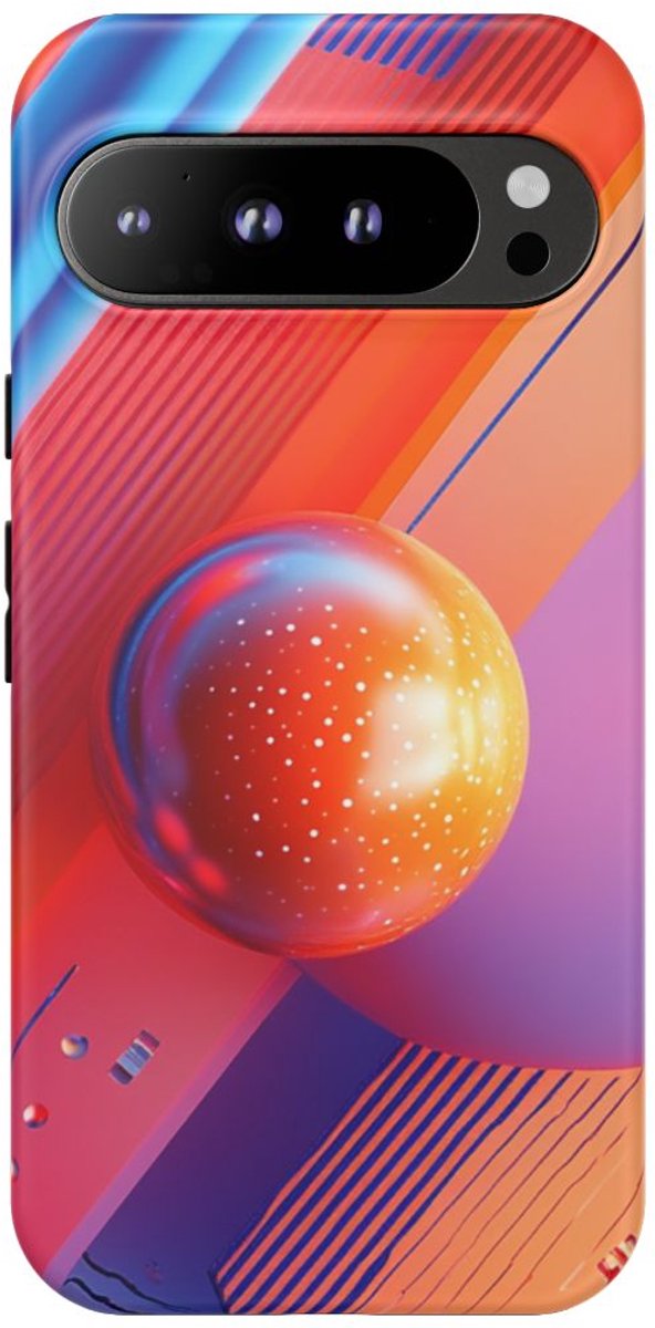 Abstracte Levendige Bollen en Strepen – Telefoonhoesje Geschikt voor Pixel 9 Pro XL