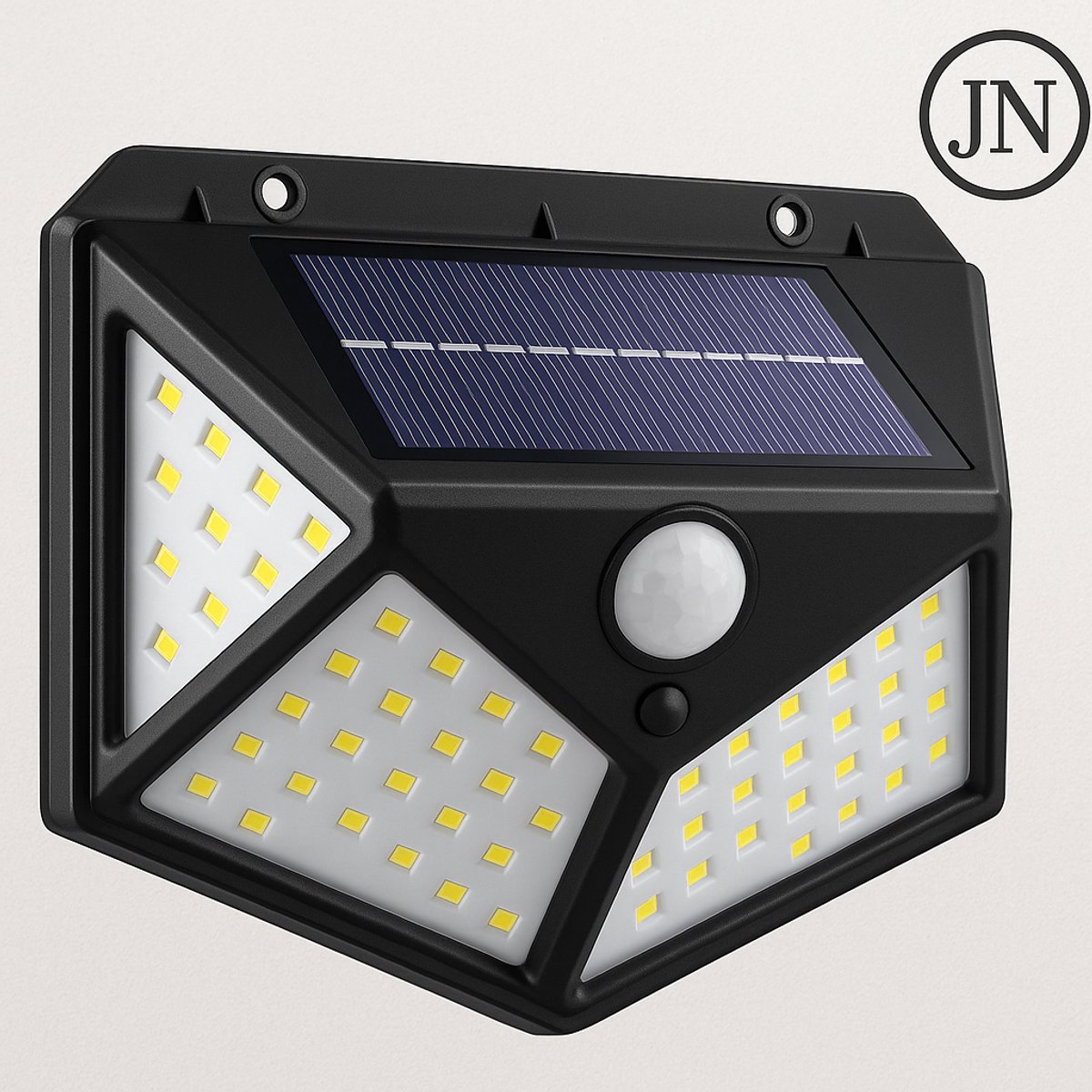 JN® Solar Tuinlamp – Buitenverlichting & Tuinverlichting met Bewegingssensor Buiten | 1×100 LED, 1000 Lumen, Waterdicht, Zonne-energie