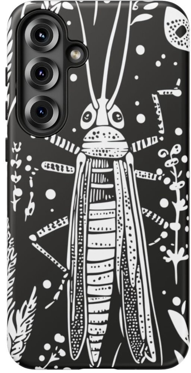 Zwart-Wit Sprinkhaanpatroon – Telefoonhoesje Geschikt voor Galaxy S25 Plus