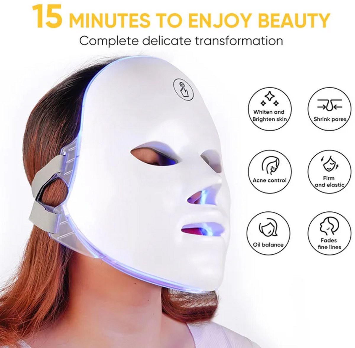 HUIDVERJONGING LED Masker - 7 Kleuren Lichttherapie - Infraroodlamp - Infraroodtherapie - Acnebehandeling & Huidverjonging