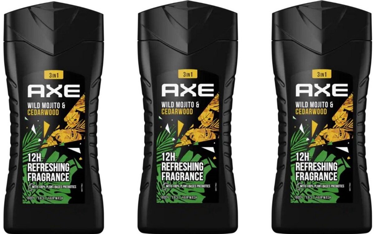 Axe Green Mojito & Cedarwood Douchegel - 3 x 250 ml - Voordeelverpakking