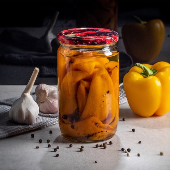 KADAX Jam potten 540 ml, inmaakpotten met schroefdeksel, glazen met schroefsluiting, inmaakpotten, voorraadpotten voor het inleggen van komkommers (48 stuks, goud