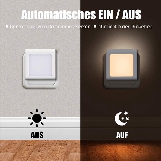 2-Pack Plug-in/Stop nachtlampjes - nachtlamp - tafellamp - Plug-in LED lampjes - Warm licht met instelbare helderheid - Stopcontact montage van Merkloos — afbeelding 5