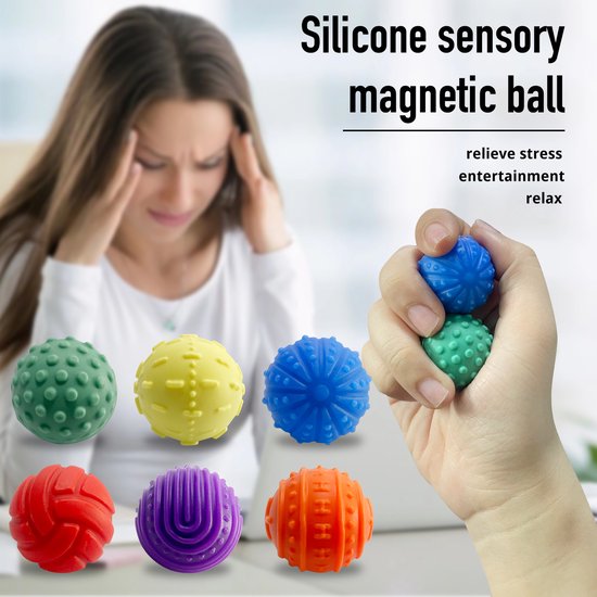 8 Stück agnetische Fidget Toys, Anti Stress Spielzeug it Silikonhülle