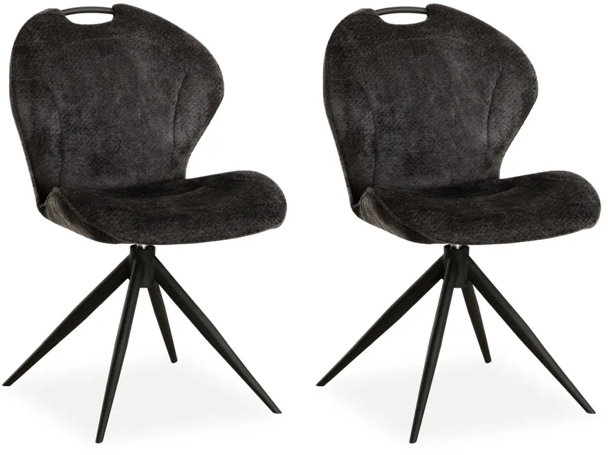 MX Sofa - Eetkamer stoel River - Antraciet (set van 2 stuks)