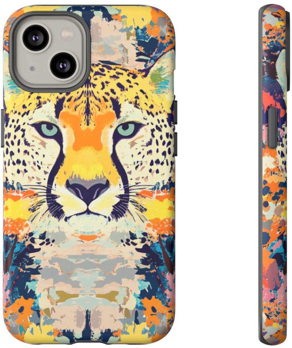 Abstracte Cheetah Gezichtspatroon – Telefoonhoesje Geschikt voor iPhone 14
