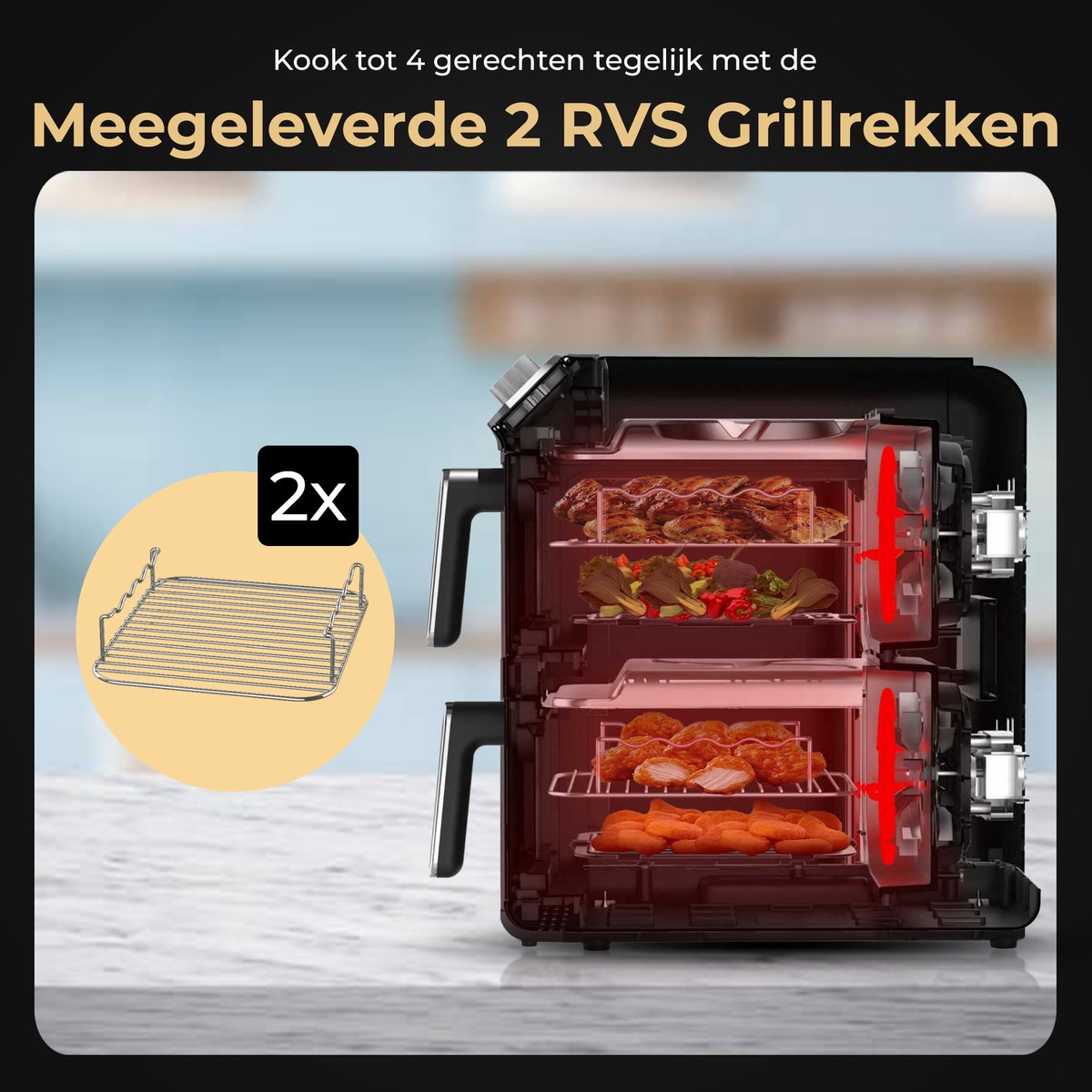 Home Vibes Airfryer XXL - Dubbele Laden thumbnail 4