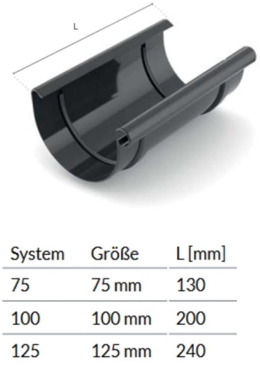 Dakgoot Verbinder Bruin, Regenpijp Verbinder, Dakgoot Systeem 125