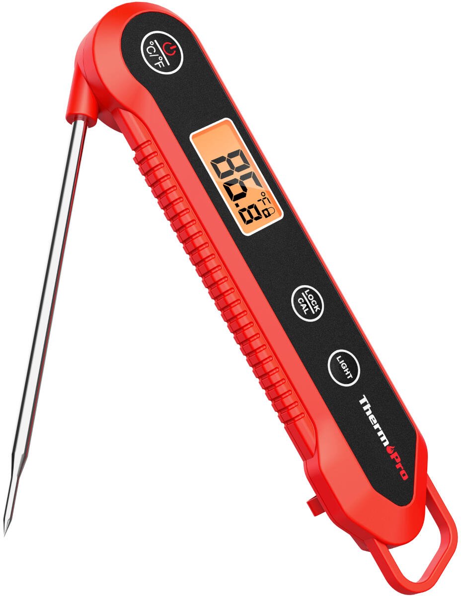 ThermoPro TP03H Digitale direct afleesbare voedselthermometer met achtergrondverlichting en magnetische achterkant - Kerntemperatuurmeter - Kookthermometer - Waterdichte keuken thermometer - Vleesthermometer
