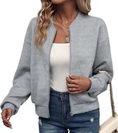 Mode Relief Vest Dames - Grijs - Jack - Trui - Rits - Fashion - Maat XL