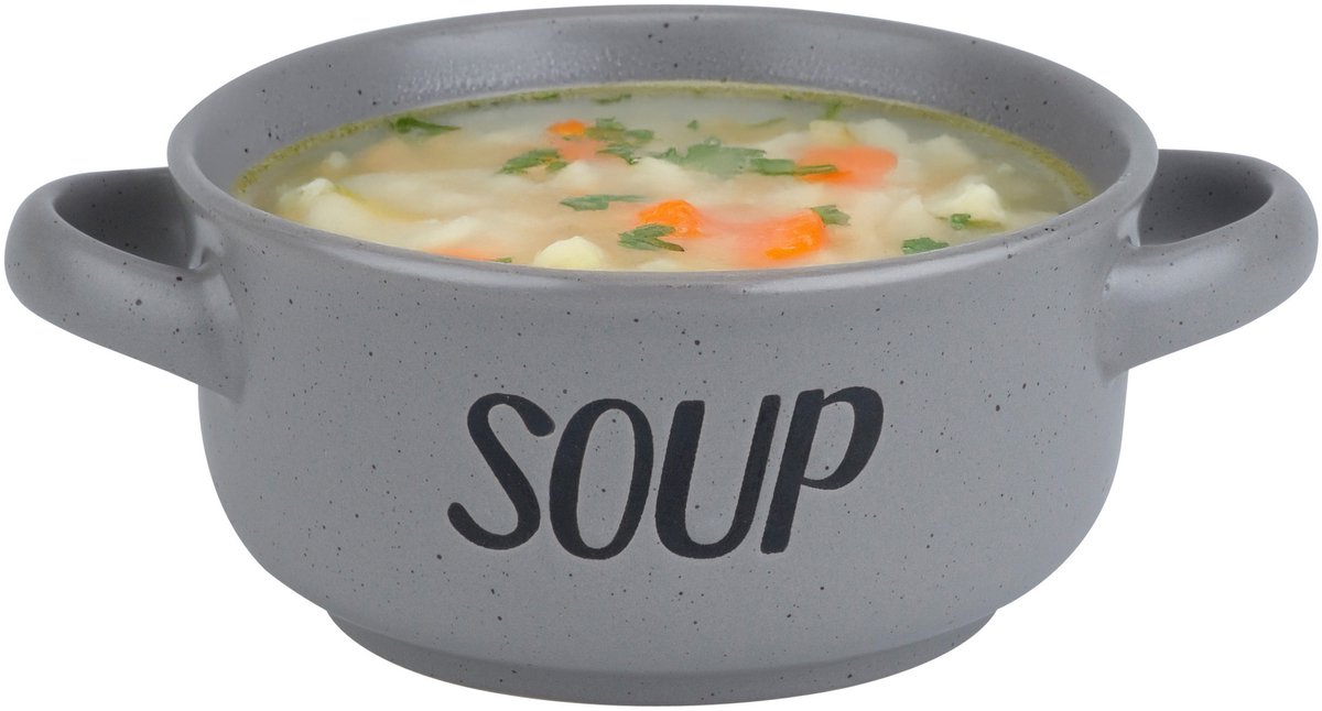 Cosy & Trendy soepkom van aardewerk - grijs - Dia 13,5 cm - 470 ml - Servies - Soepkommen/Soepkommetjes