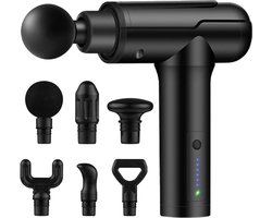 Massagepistool voor diep weefsel, rug- en nekmassageapparaat voor verlichting van pijn in het diepe weefsel, elektrisch spiermassagepistool voor de rug, handmassageapparaat, zwart