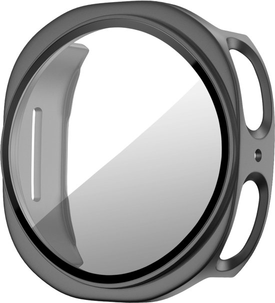 Bandz PC hard case hoesje met screenprotector - geschikt voor Samsung Galaxy Watch 8 - 44mm - beschermhoes van hard plastic - full cover (titanium grijs)