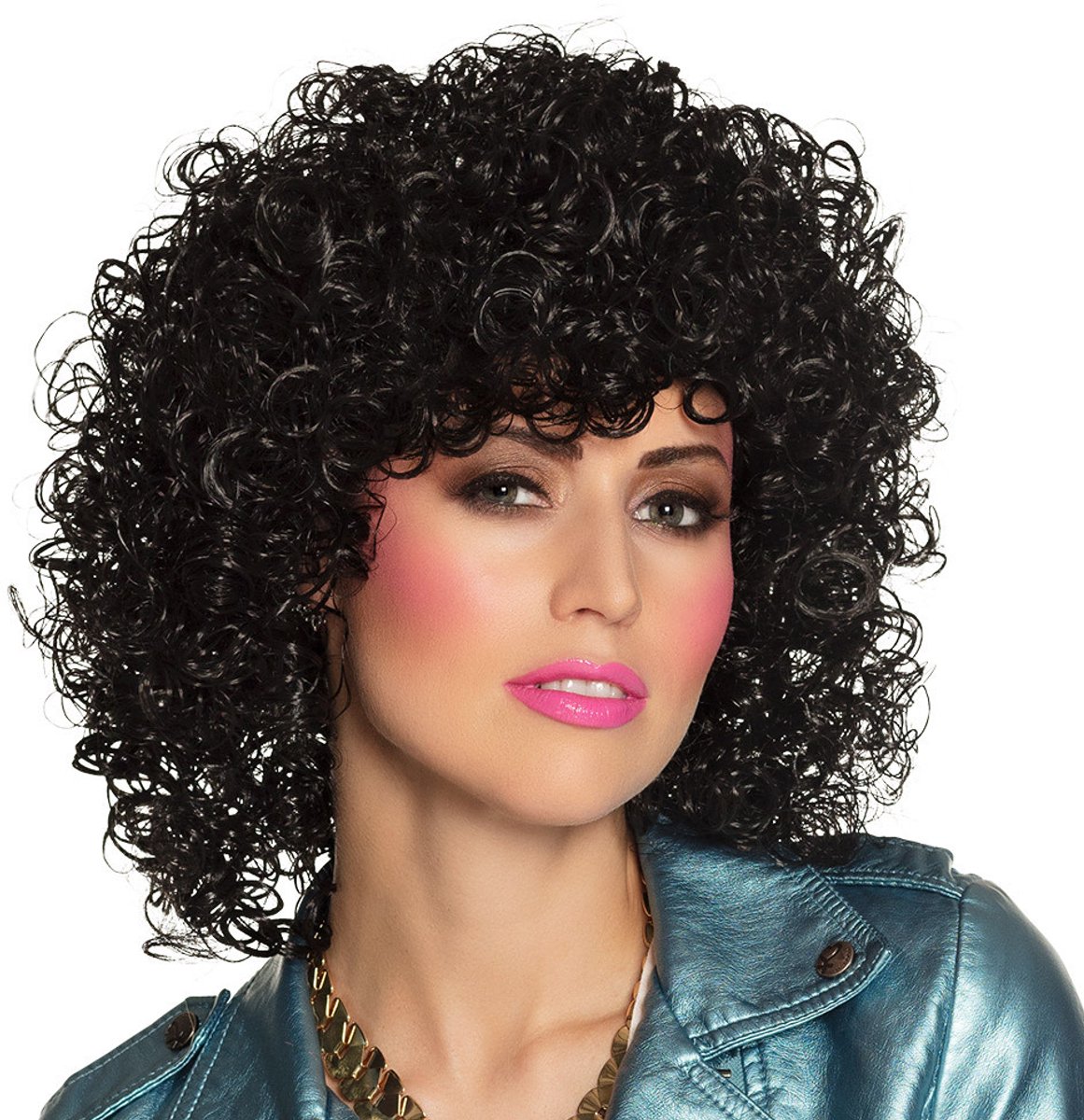 Boland - Pruik Club bruin Bruin - Krullen - Halflang - Vrouwen - - 80's & 90's - Disco — afbeelding 6