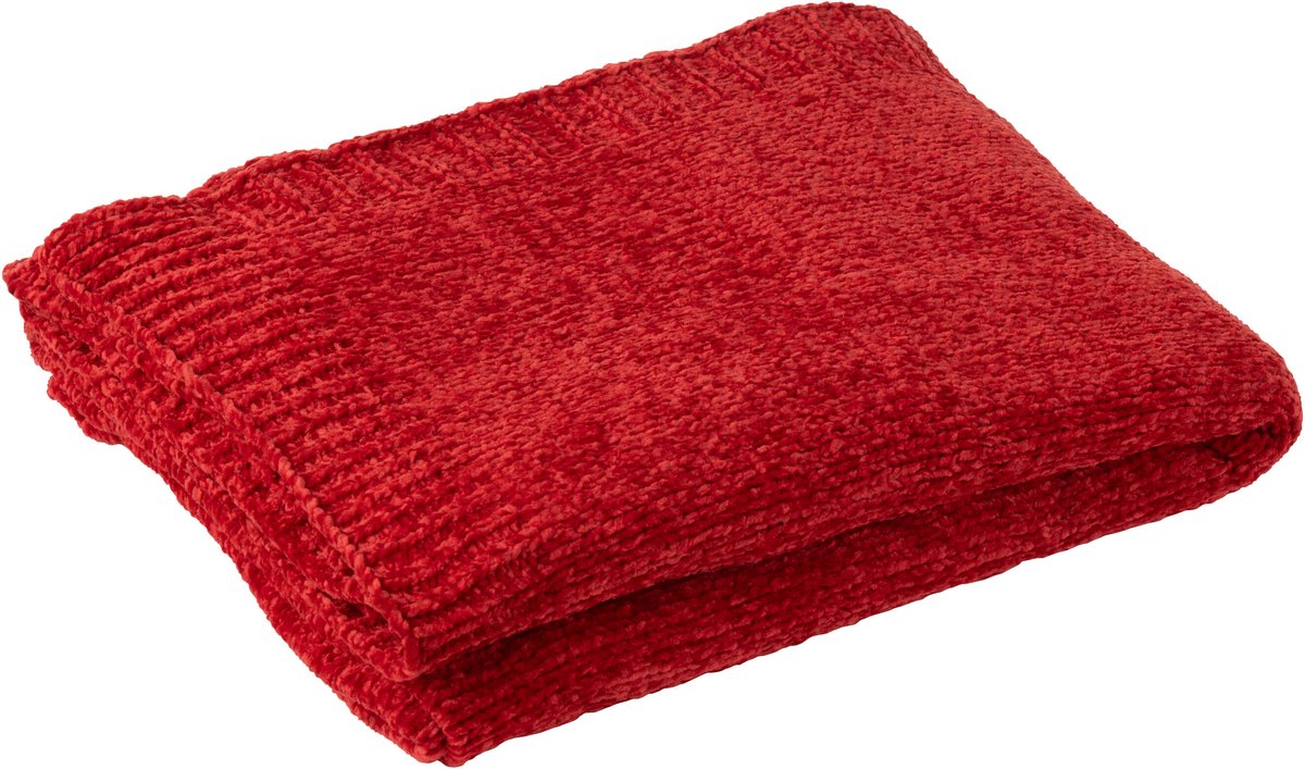 J-Line deken Chenille - polyester - rood