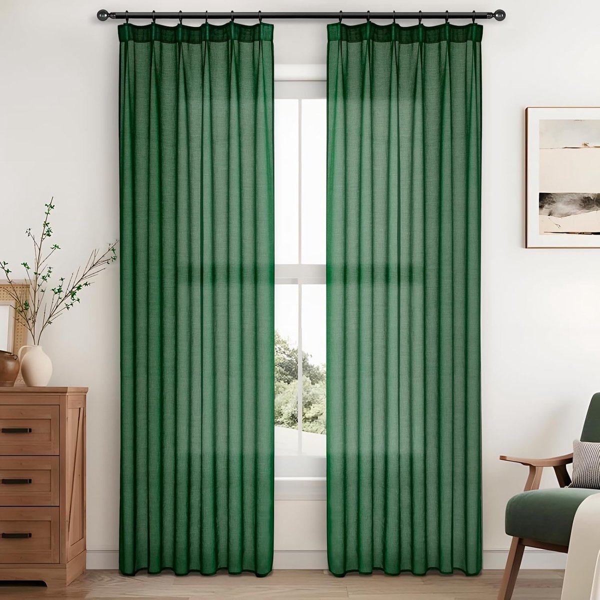 Semi-transparante gordijnen - modern ontwerp - set van 2 - 140 x 225 cm - 100% polyester