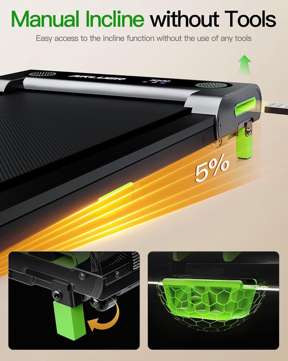 Akluer 480L-A loopmat met helling, 2,5 pk onderbureau-loopband met afstandsbediening, LED-display, maximale capaciteit van 150 kg