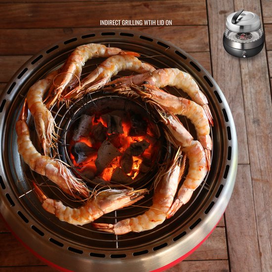 BBQ2GO SET2025 - Rookvrije Houtskool Tafelbarbecue - Direct en Indirect grillen en smoken, GRATIS Pizzaset & Draagtas - Ø30cm van Merkloos — afbeelding 5