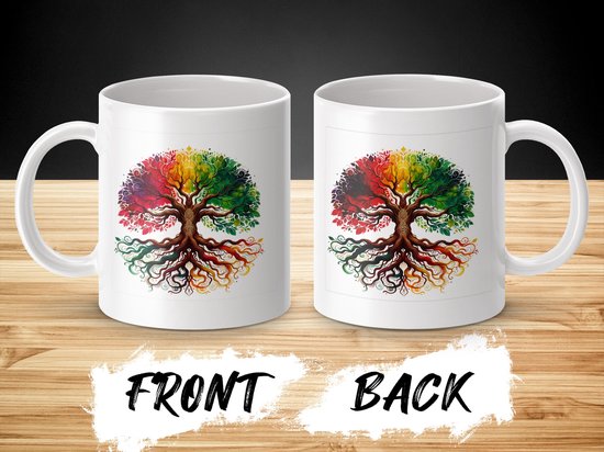 Regenboog Levensboom Mok, Kleurrijke Boom Mok, Spirituele Boom Kunst Mok, Yggdrasil Mok, Natuur Mok, Magische Mok, Geschenk Idee