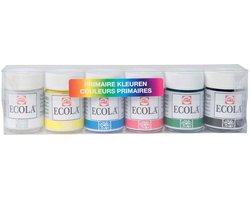 Ecola plakkaatverf set primaire kleuren 6x16ml voor kinderen.