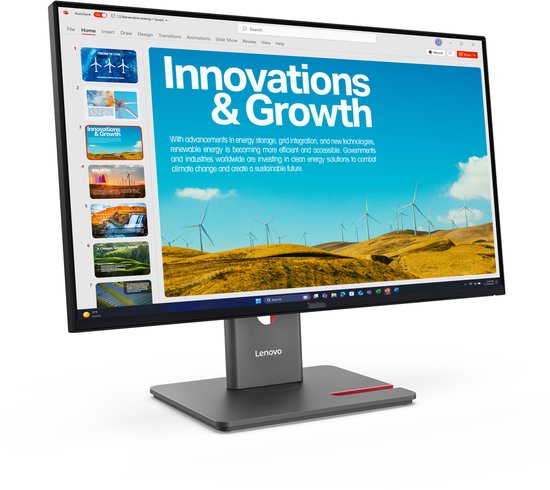Lenovo ThinkVision P24QD-40 monitor vooraanzicht met standaard