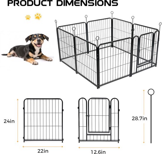 XMTECH Puppybox, 6-delig, vrijloophok, hondenren 80 cm hoog, puppyuitloop met 1 deuren en 5 x grondankers, flexibel en opvouwbaar, puppyrooster voor woning en tuin XMTECH Puppybox, 6-delig, vrijloophok, hondenren 80 cm hoog, puppyuitloop met 1 deuren en 5 x grondankers, flexibel en opvouwbaar, puppyrooster voor woning en tuin