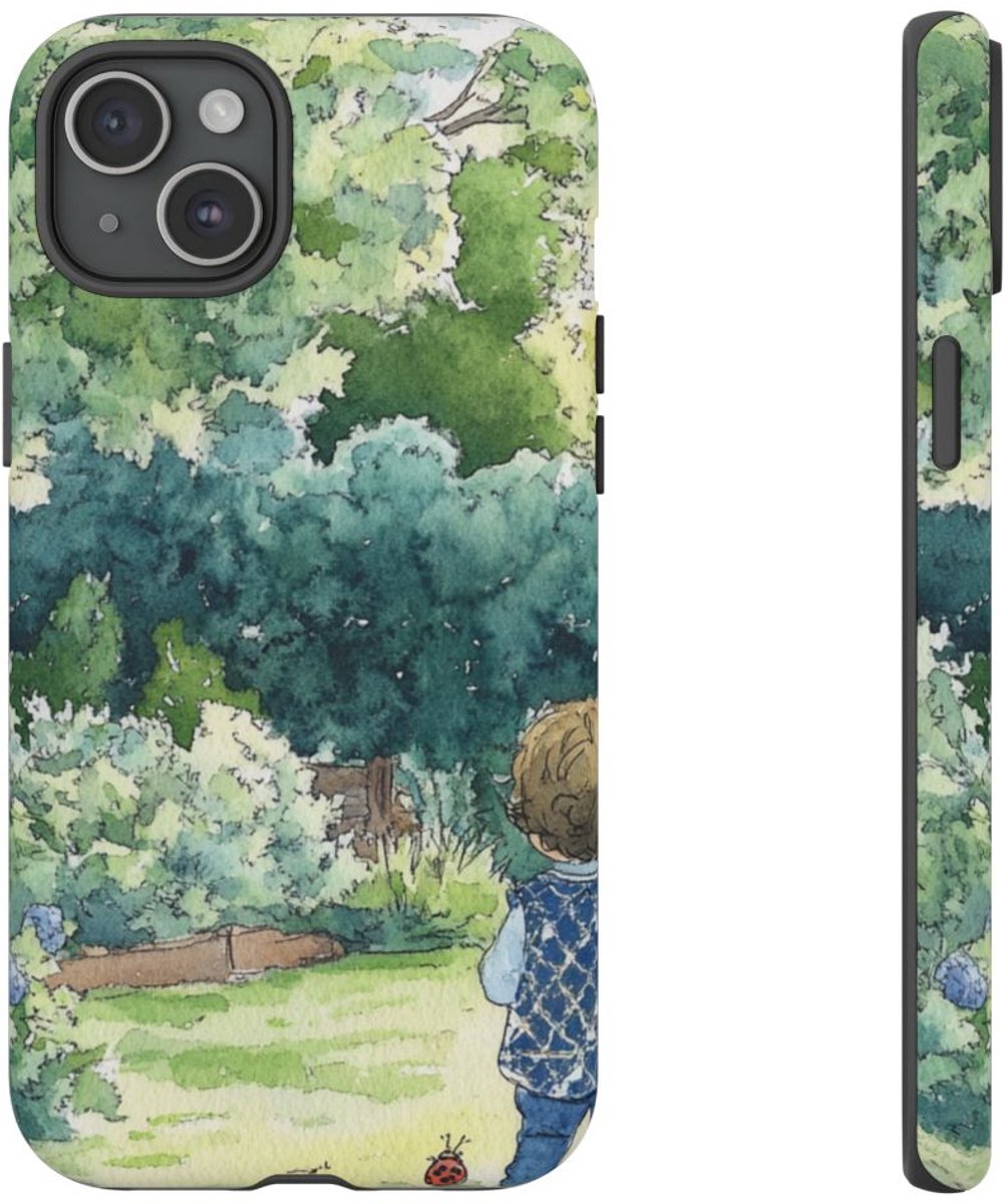 Kind in Watertuin Aquarel – Telefoonhoesje Geschikt voor iPhone 15 Plus