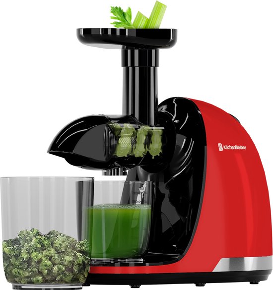 KitchenBrothers Slowjuicer - Juicer - Groenten en Fruitpers - 700ml - Met Pulpreservoir - Juice Maker - Rood