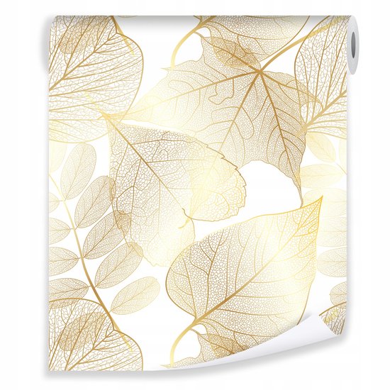 WALLARENA - Behang - Breedte 50 cm - Gouden Bladeren - Geschikt voor slaapkamers - 10m