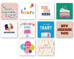 Greetz - Verjaardag Kaartenset - Wenskaarten (10x) Inclusief Enveloppen