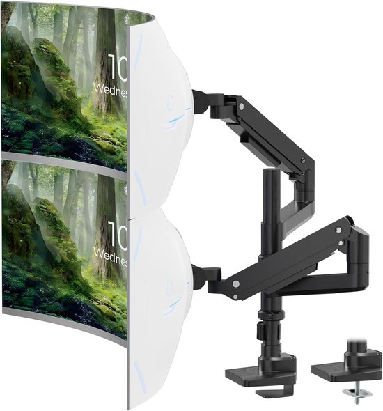 WORLDLIFT Heavy Duty Monitor Arm for Ultra Wide Screens up to 45 and 15kg, Fully Adjustable Single Desk Stand with C Clamp and Cable Grommet Max VESA 100x100, Black