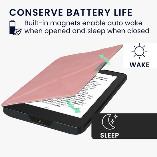 kwmobile e-reader hoesje geschikt voor Kobo Aura Edition 2 hoes - Ereader flip case met standaard - E reader cover van kunstleer - In oudroze van Merkloos — afbeelding 5