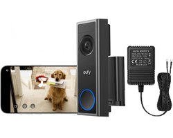 eufy Security C31 Video Deurbel – Add-on – Video Doorbell – 2K Resolutie – Nachtzicht – Draadloos/Batterij met Hoogwaardige AC/AC Adapter 6 meter kabel
