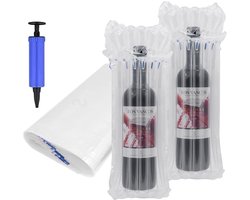 TRANKIELO® - Opblaasbare Wijnflesbeschermingen en Luchtkolomzakken – Veilige Verpakking en Transport – Set van 10 met Luchtpomp