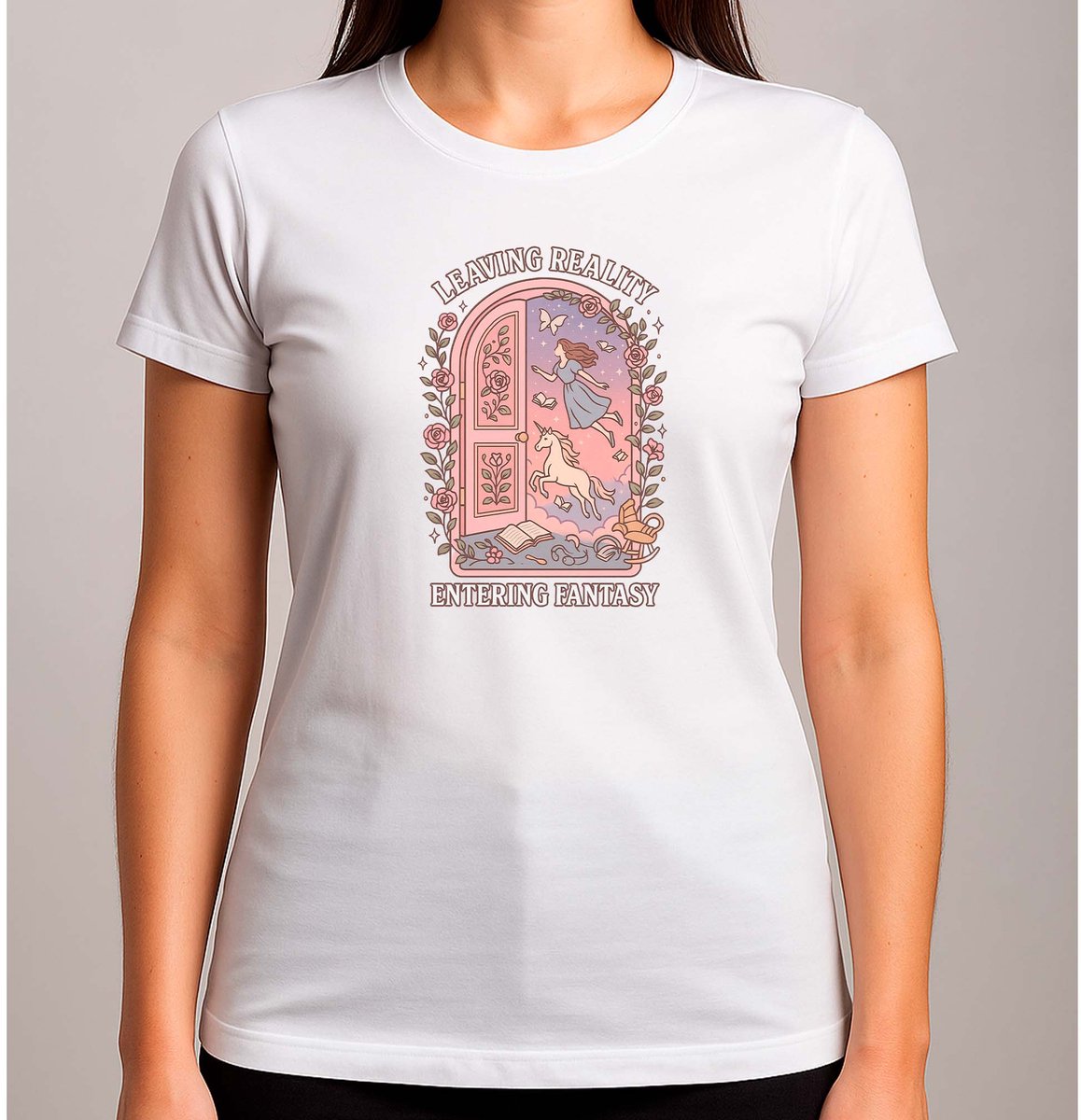 Leaving Reality Entering Fantasy - T Shirt - BookLover - Cute - PositiveVibes - BookAddict - Boekenliefde - Vibes - IkLees - Boekenworm