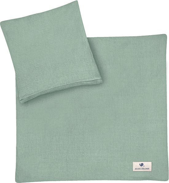 Julius Zöllner babybeddengoed mousseline - grün, maat 80x80 + 35x40 cm