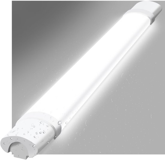 Plafonnier LED NETTLIFE - Lampe étanche à l'humidité - 90 cm - IP65 - Lampe de travail longue - 1xLED TL - 24 W - Lumière blanc froid 5000 K - pour salle de bain | Garage | Atelier de travail | Cuisine