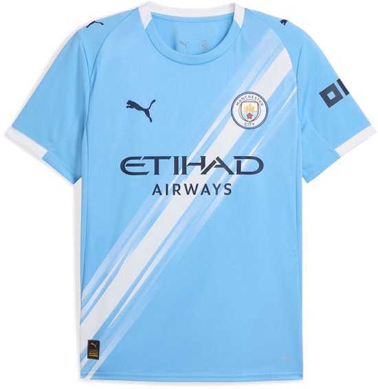 Foto: Puma manchester city fc 25 26 replica thuis korte mouw t shirt junior blauw 11 12 years