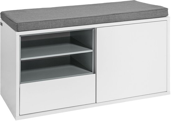 Banc à chaussures SoBuy FSR37-W - Banc de rangement Witte avec coussin d'assise