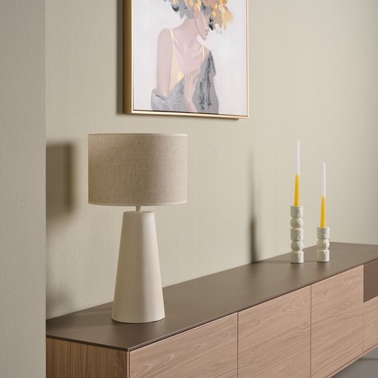 Light & Living Lampe de Table Yelos - 43cm - Crème Mat - sans abat-jour