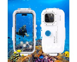PULUZ 40 meter / 130-ft waterdichte duiktas voor iPhone 15 Pro Max / 15 Plus / 14 Plus / 14 Pro Max /13 Pro Max / 12 Pro Max / 11 Pro Max,Met one-way valve foto video schieten van de cover van het onderwaterhuis