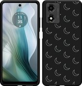 Cazy Hoesje geschikt voor Motorola Moto E14 Hoesje Siliconen Zwart - Maanpatroon II